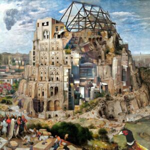 Pieter Bruegel: Toren van Babel met AI afgemaakt door Ruben van Gogh