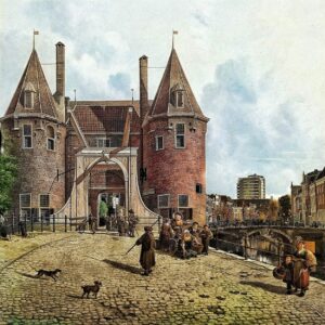 Wat als de Weerdpoort van Utrecht nog aan de Weerdsingel zou staan? Digitale foto-collage van Ruben van Gogh